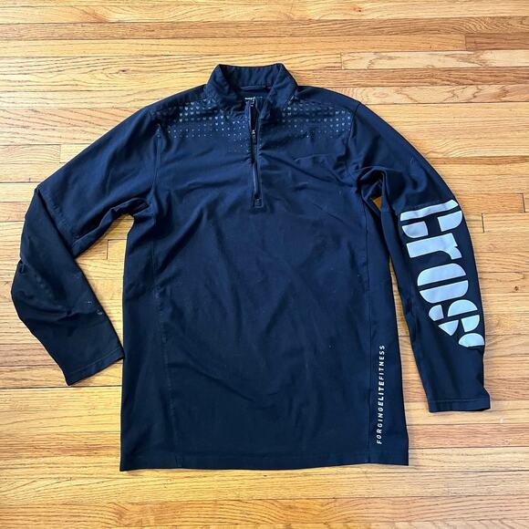 Reebok Crossfit Shirt Mens Medium Black Long Sleeve Quarter Zip ** - Picture 1 of 9